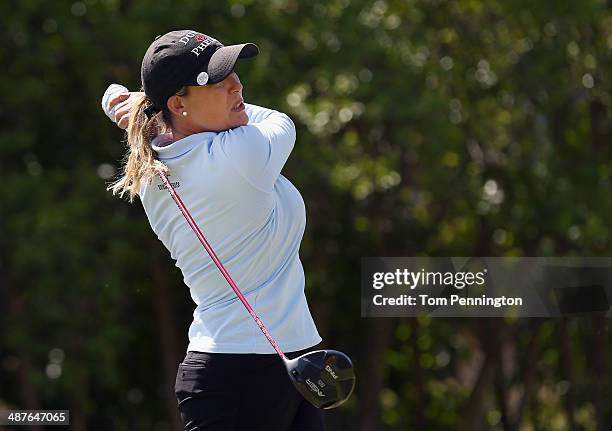 Cristie Kerr hits a tee shot during Round One of the North Texas LPGA Shootout Presented by JTBC at the Las Colinas Country Club on May 1, 2014 in...