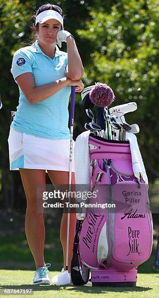 Gerina Piller waits to hit a tee shot during Round One of the North Texas LPGA Shootout Presented by JTBC at the Las Colinas Country Club on May 1,...