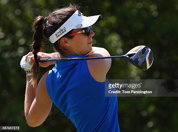 Sandra Gal of Germany hits a tee shot during Round One of the North Texas LPGA Shootout Presented by JTBC at the Las Colinas Country Club on May 1,...