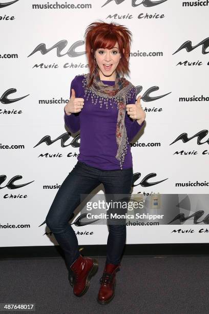 Lindsey Stirling visits "You & A" at Music Choice on May 1, 2014 in New York City.
