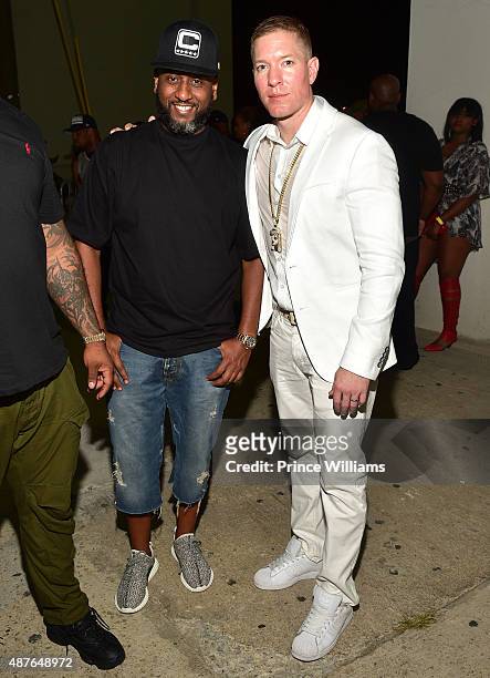 Alex Gidewon and Joseph Sikora attend the Ludacris Official Birthday Celebration Hosted By the Cast of "POWER" at The Compound on September 5, 2015...