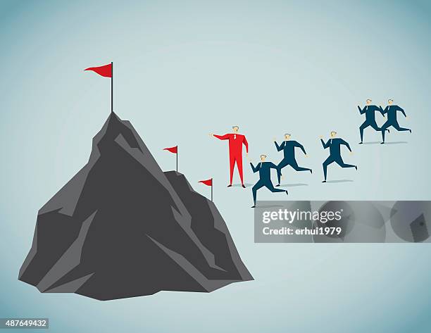 courage - mountain summit flag stock illustrations