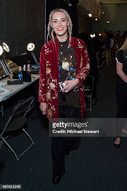 Model Chloe Norgaard attends the Desigual fashion show during Spring 2016 New York Fashion Week at The Arc, Skylight at Moynihan Station on September...