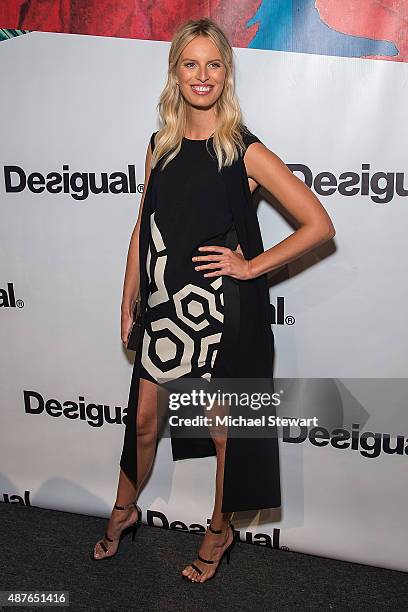 Model Karolina Kurkova attends the Desigual fashion show during Spring 2016 New York Fashion Week at The Arc, Skylight at Moynihan Station on...
