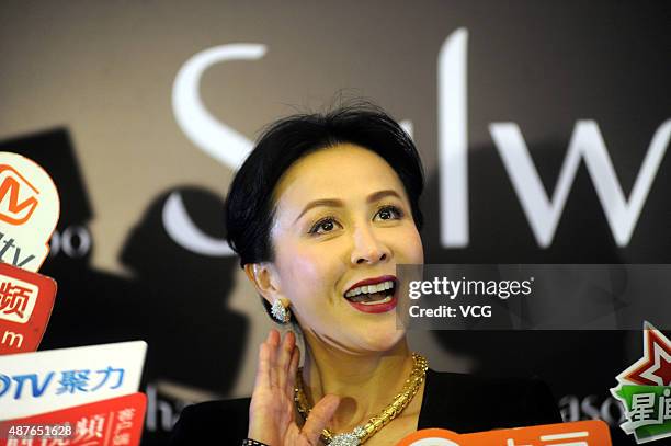 Actress Carina Lau attends Sulwhasoo promotional event on September 10, 2015 in Shanghai, China.