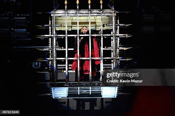 Madonna performs onstage during her "Rebel Heart" tour opener at Bell Centre on September 10, 2015 in Montreal, Canada.