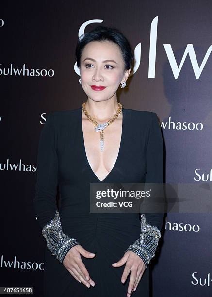 Actress Carina Lau attends Sulwhasoo promotional event on September 10, 2015 in Shanghai, China.