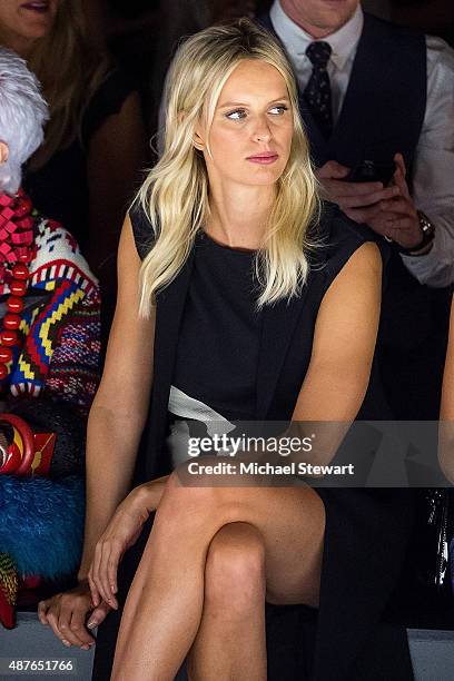 Model Karolina Kurkova attends the Desigual fashion show during Spring 2016 New York Fashion Week at The Arc, Skylight at Moynihan Station on...