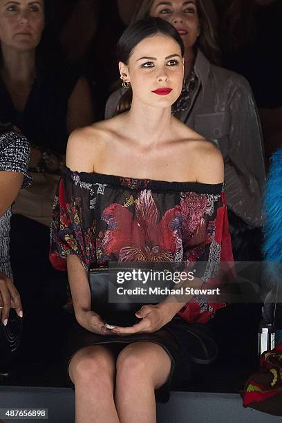 Singer Lena Meyer-Landrut attends the Desigual fashion show during Spring 2016 New York Fashion Week at The Arc, Skylight at Moynihan Station on...