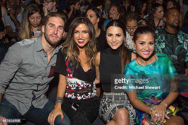 Shawn Booth, Kaitlyn Bristowe, Andi Dorfman and Catherine Giudici Lowe attend the Desigual fashion show during Spring 2016 New York Fashion Week at...