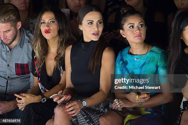 Kaitlyn Bristowe, Andi Dorfman and Catherine Giudici Lowe attend the Desigual fashion show during Spring 2016 New York Fashion Week at The Arc,...