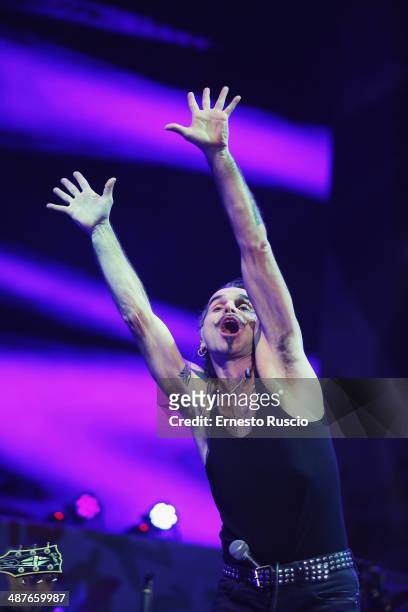 Singer Piero Pelu performs at Piazza San Giovanni during the Primo Maggio Concert 2014 on May 1, 2014 in Rome, Italy.
