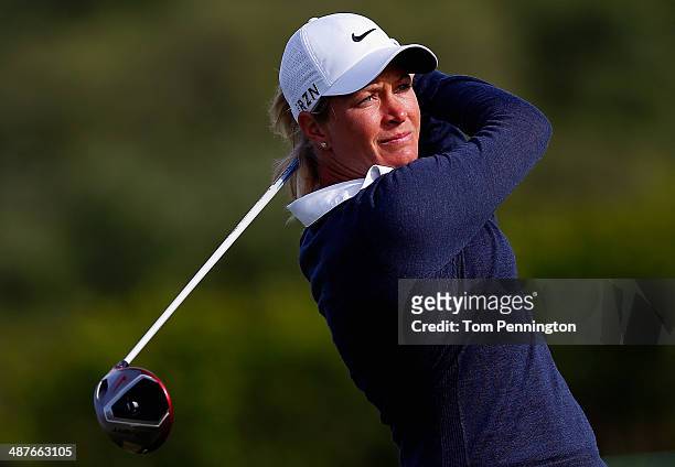 Suzann Pettersen of Norway hits a tee shot during Round One of the North Texas LPGA Shootout Presented by JTBC at the Las Colinas Country Club on May...
