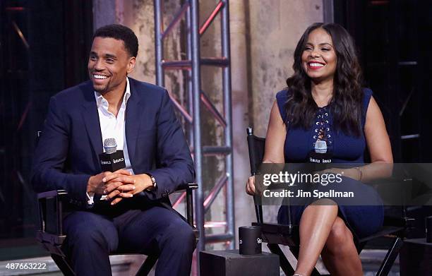 Actors Michael Ealy and Sanaa Lathan attend the AOL BUILD Speaker Series: "The Perfect Guy" at AOL Studios in New York on September 10, 2015 in New...