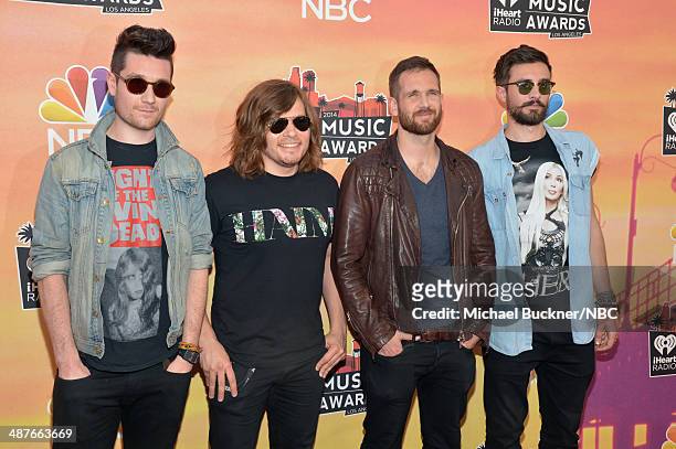 IHEARTRADIO MUSIC AWARDS -- Pictured: Recording artists Dan Smith, Chris 'Woody' Wood, Will Farquarson and Kyle Simmons of music group Bastille...