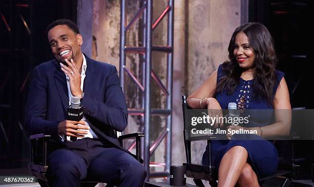Actors Michael Ealy and Sanaa Lathan attend the AOL BUILD Speaker Series: "The Perfect Guy" at AOL Studios in New York on September 10, 2015 in New...