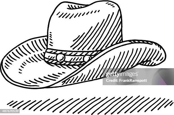 cowboy-hut ziehen - cowboyhut stock-grafiken, -clipart, -cartoons und -symbole