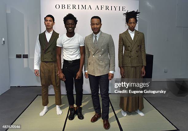 John Legend and designer Afriyie Poku attend as AXE and Esquire present the AXE White Label Collective during the opening night of New York Fashion...