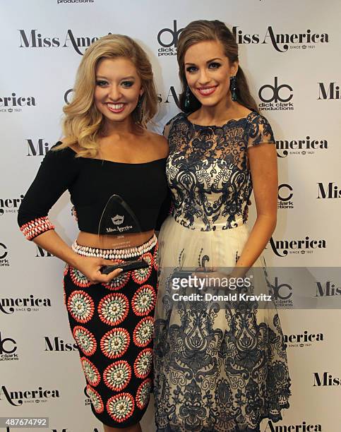 Miss Iowa, Taylor Wiebers and Miss Georgia, Betty Cantrell attends the Thursday Night Preliminaries - 2016 Miss America Competition at Atlantic City...