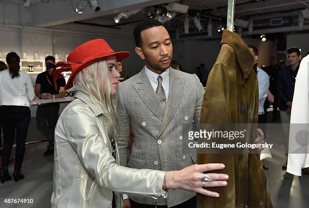 Savannah Yarborough and John Legend attend as AXE and Esquire present the AXE White Label Collective during the opening night of New York Fashion...