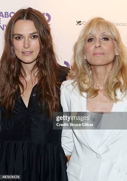 Keira Knightley and Judith Light pose at the Roundabout Theater Company's 50th Anniversary Season Party at The American Airlines Theater Penthouse on...