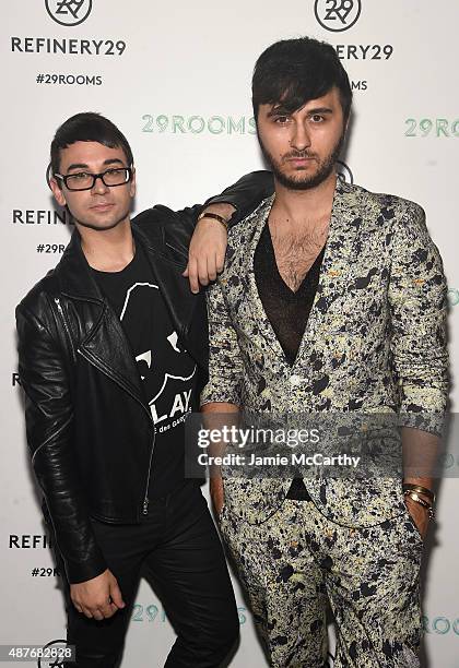 Christian Siriano and Brad Walsh attend the Refinery29 presentation of 29Rooms, a celebration of style and culture during NYFW 2015 on September 10,...