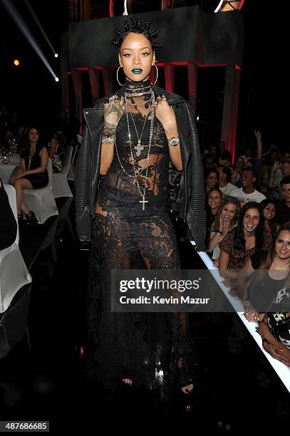 Recording artist Rihanna in the audience at the 2014 iHeartRadio Music Awards held at The Shrine Auditorium on May 1, 2014 in Los Angeles,...