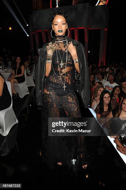 Singer Rihanna appears in the audience at the 2014 iHeartRadio Music Awards held at The Shrine Auditorium on May 1, 2014 in Los Angeles, California....