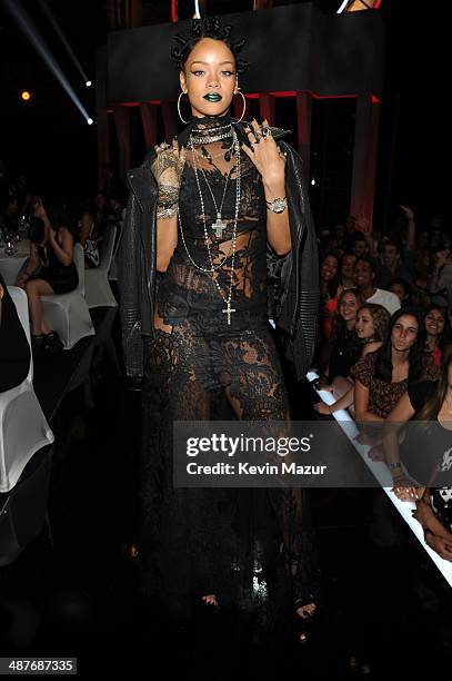 Singer Rihanna appears in the audience at the 2014 iHeartRadio Music Awards held at The Shrine Auditorium on May 1, 2014 in Los Angeles, California....
