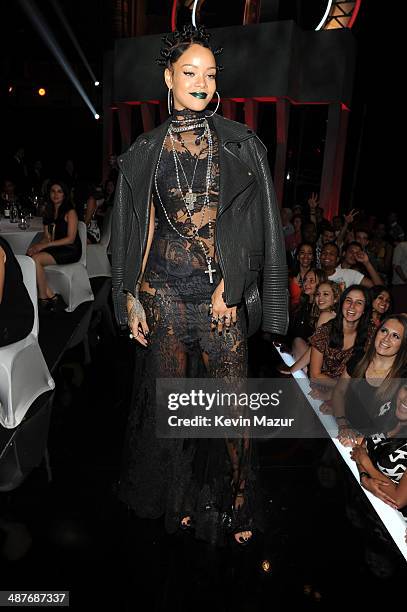 Singer Rihanna appears in the audience at the 2014 iHeartRadio Music Awards held at The Shrine Auditorium on May 1, 2014 in Los Angeles, California....