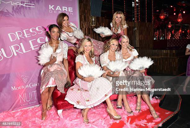 Annabelle Mandeng, Karen Webb, Verena Klein, Sandra Abt , Christine Theiss and Natascha Gruen during the dress burlesque party by Dresscoded.com at...