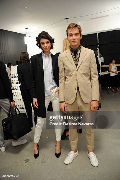 Models pose backstage during the House of Gant Presentation Spring 2016 New York Fashion Week on September 10, 2015 in New York City.