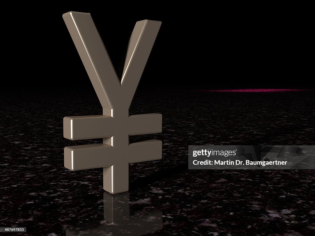 Yen currency symbol made of metal, 3d illustration