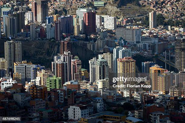 skyscrapers in the zona sur, la paz, bolivia - nuestra senora de la paz stock pictures, royalty-free photos & images