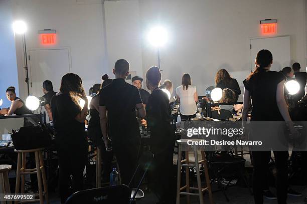 General view of the backstage area during the House of Gant Presentation Spring 2016 New York Fashion Week on September 10, 2015 in New York City.
