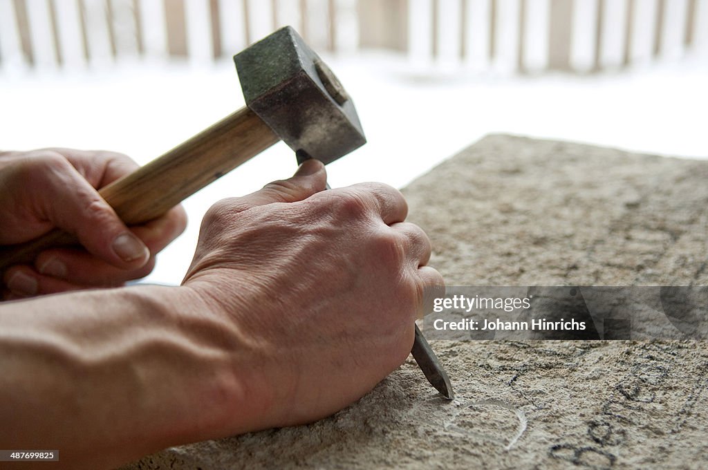 Stonemason at work