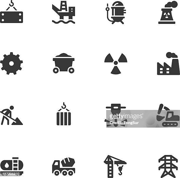 heavy industry icons - sewage treatment plant stock illustrations