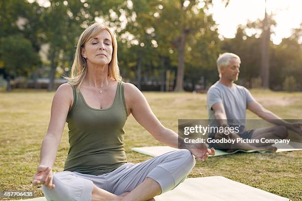 clearing their minds - meditation outdoors bildbanksfoton och bilder