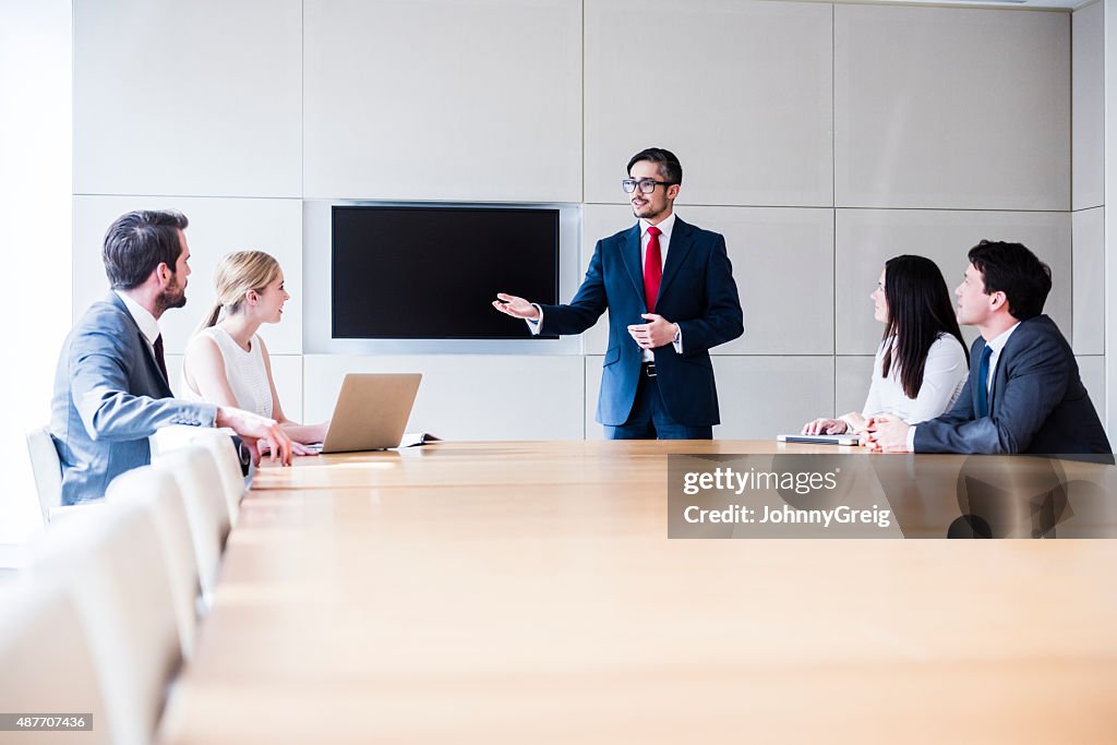 Businessman talking in business meeting