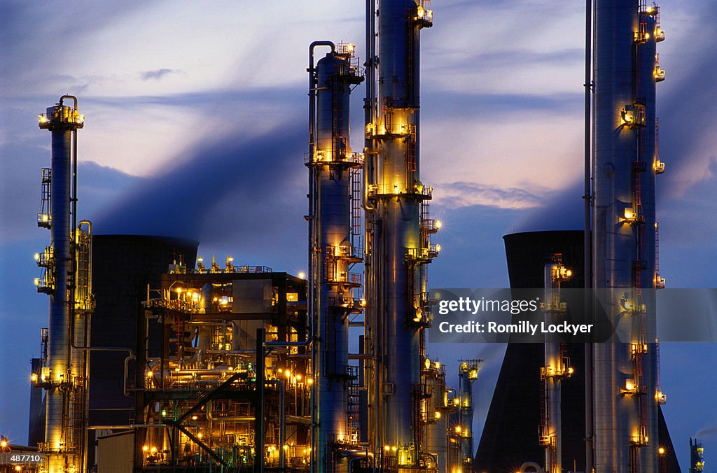 PETROCHEMICAL PLANT AT DUSK IN SCOTLAND