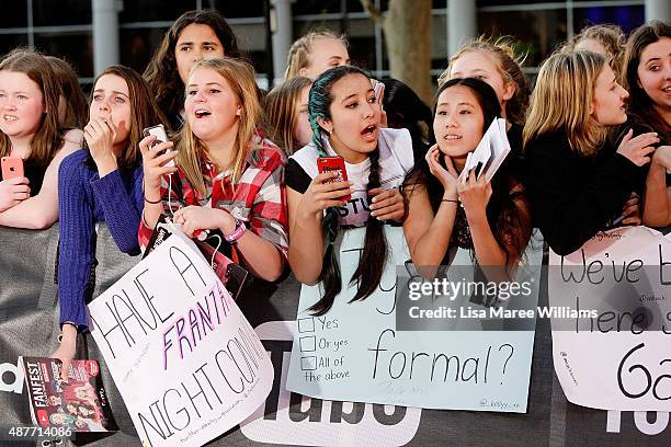 Fans cheer during the YouTube FanFest 2015 at Qantas Credit Union Arena on September 11, 2015 in Sydney, Australia.