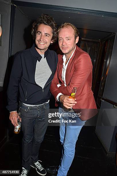 Aurelien Ezvan and Julien Le Stum attend 'the Mathieu Tordjman Birthday Party at the Cha Cha Club on September 10, 2015 in Paris, France.