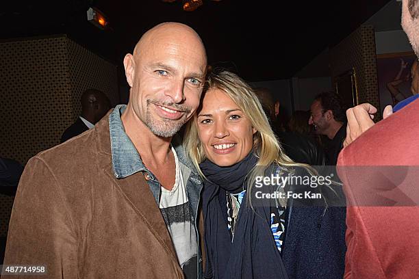 Guy Amram and Nikita Lespinasse attend 'the Mathieu Tordjman Birthday Party at the Cha Cha on September 10, 2015 in Paris, France.