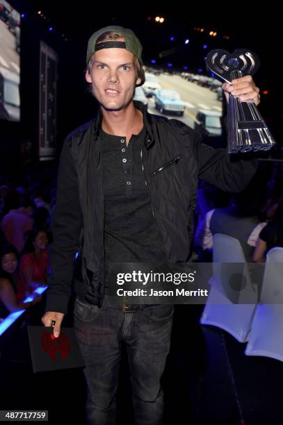 Avicii backstage at the 2014 iHeartRadio Music Awards held at The Shrine Auditorium on May 1, 2014 in Los Angeles, California. IHeartRadio Music...