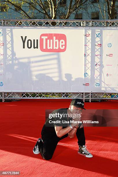 YouTube entertainer Timothy DeLaGhetto arrives at the YouTube FanFest 2015 at Qantas Credit Union Arena on September 11, 2015 in Sydney, Australia.