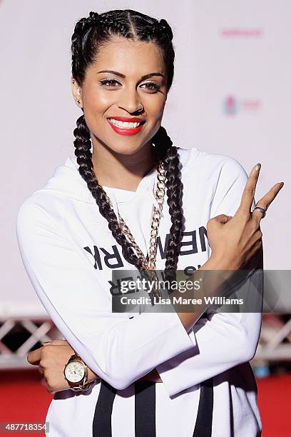 YouTube entertainer Superwoman arrives at the YouTube FanFest 2015 at Qantas Credit Union Arena on September 11, 2015 in Sydney, Australia.