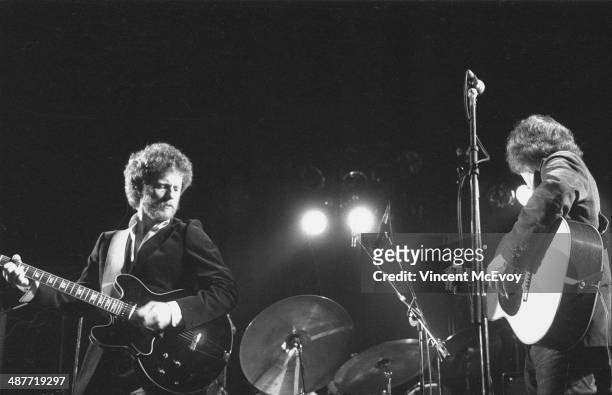 Chris Hillman of The Byrds performs on stage at Hammersmith Odeon, London, 1975.