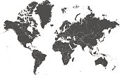 world map countries gray vector