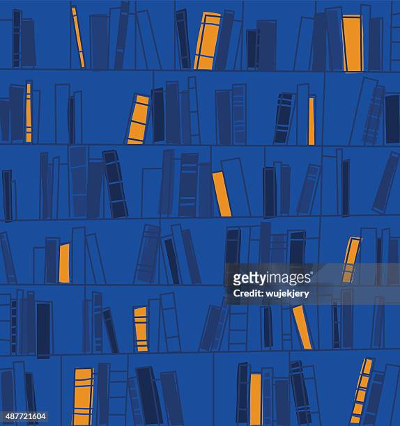 bookshelves vector backgrond - literature stock illustrations