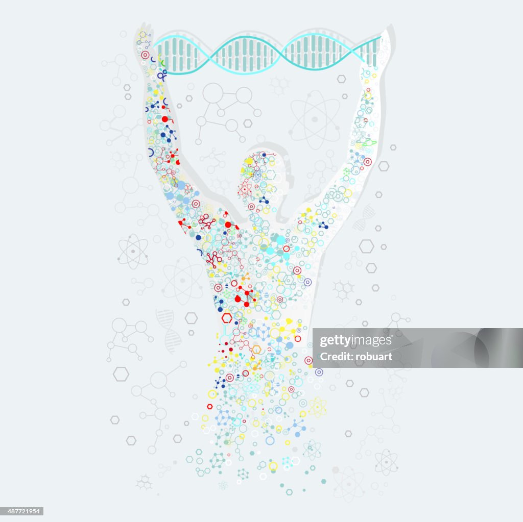 Dna Man Vector Form Man With Human Dna Concept Scientific High-Res Vector Graphic ...